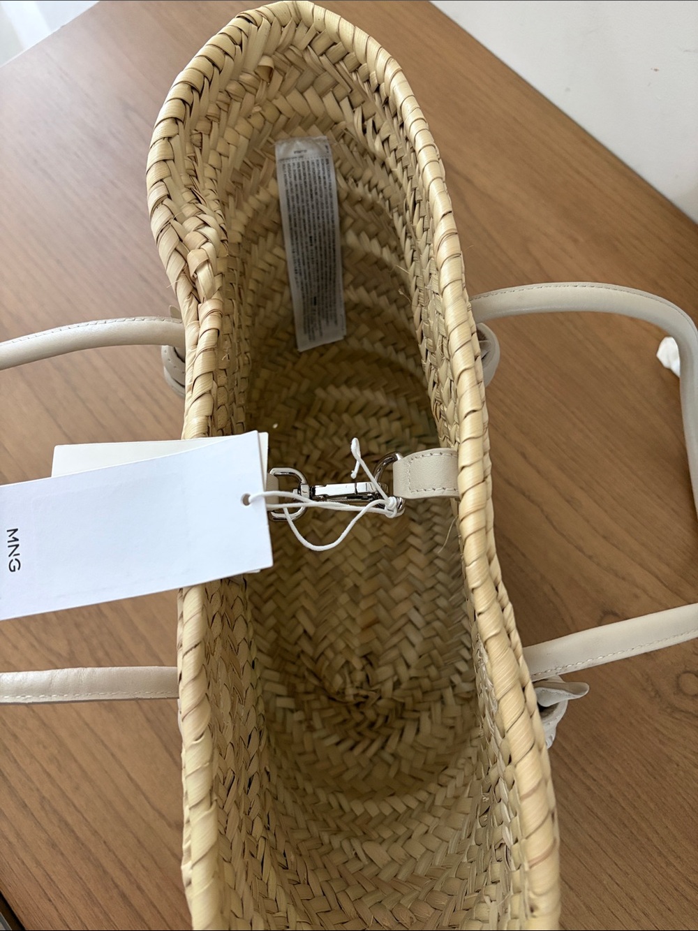 Mango Natural Straw Tote with Beige Leather Handles - Picture 10 of 10